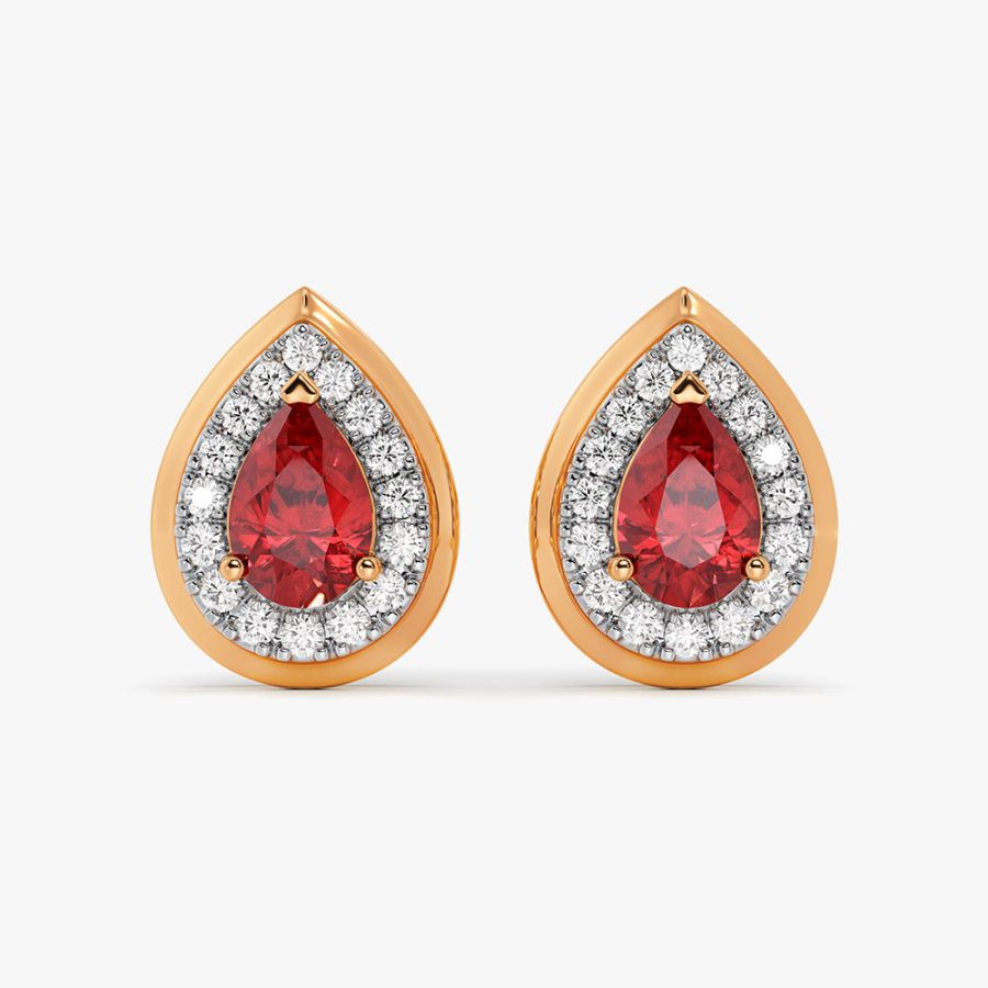 Pear Drop 14Kt Yellow Gold Diamond and Ruby Pendant