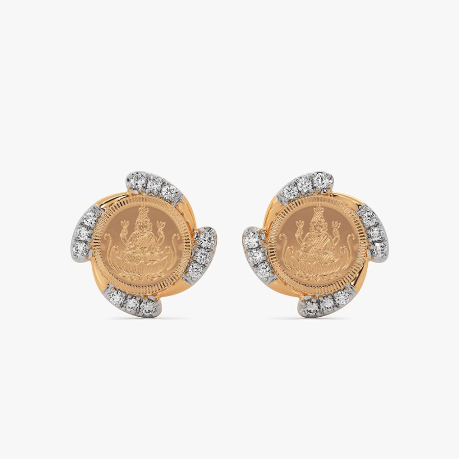 14KT Goddess Laxmi Diamond Earring