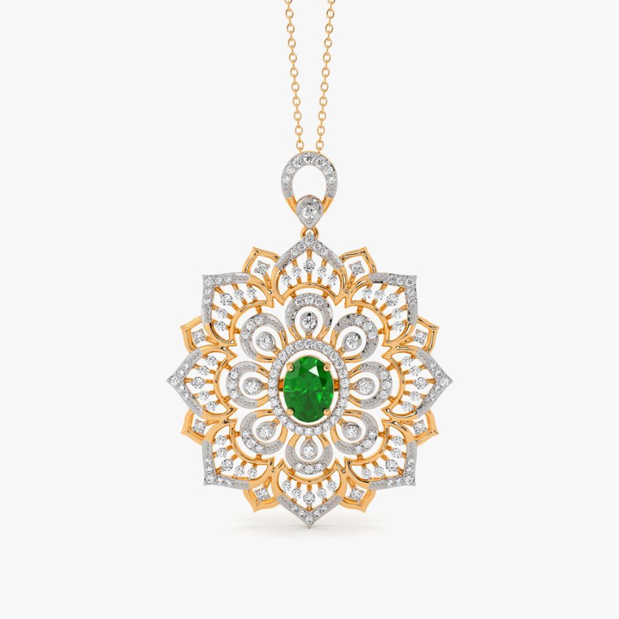 Radiant Floral Diamond Yellow Pendant
