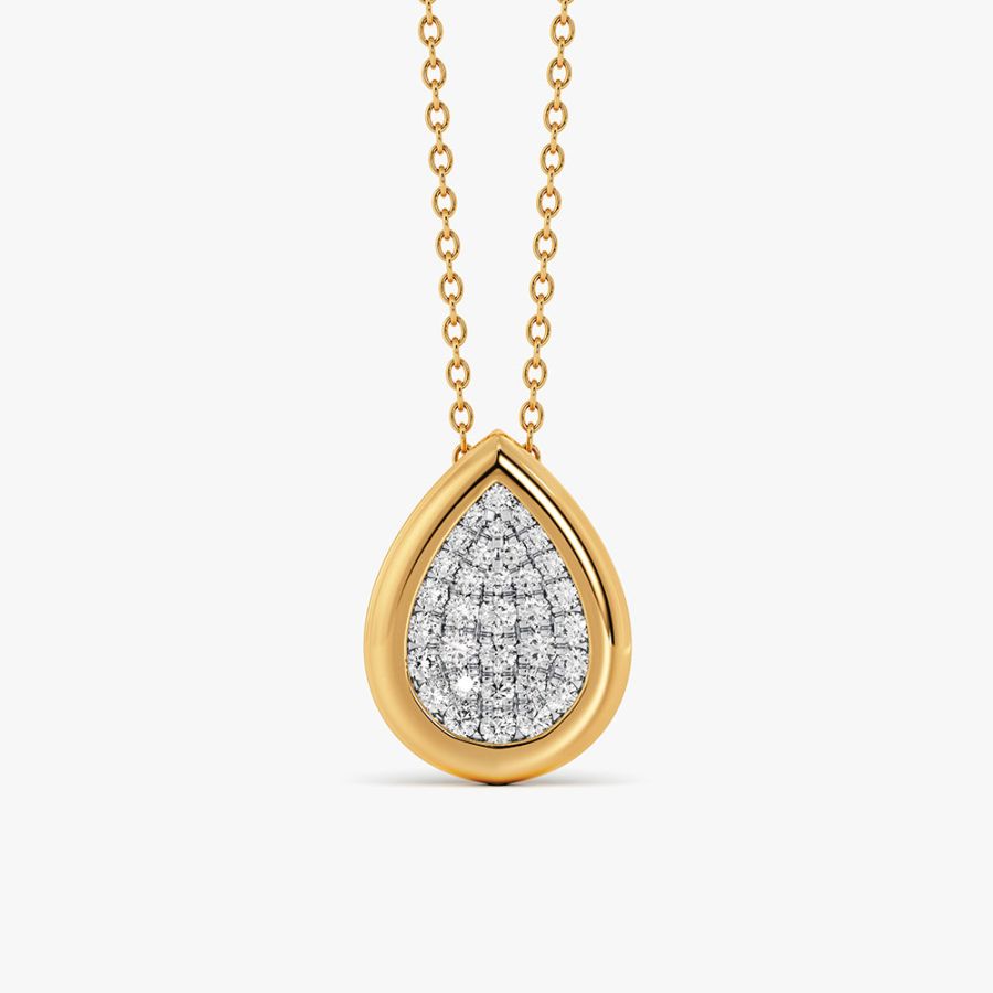Classic Teardrop 14Kt Yellow Gold Diamond Pendant
