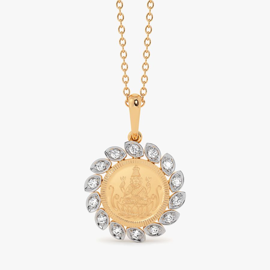 14KT Mahalaxmi Diamond Pendant