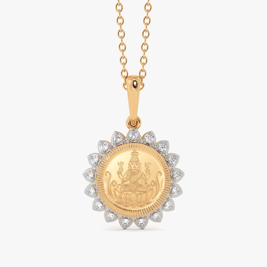 14KT Majestic Mahalakshmi Diamond Pendant