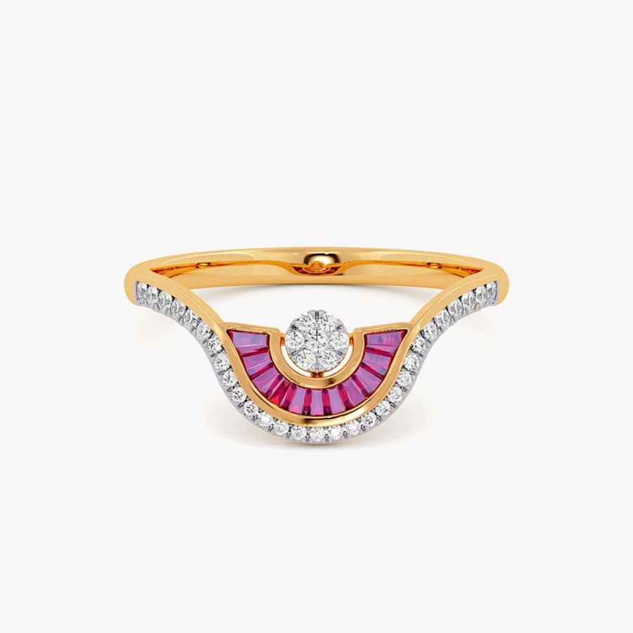 Moonlit Shades 9KT Diamond and Pink Stone Ring