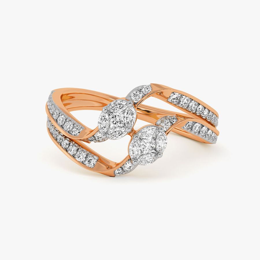 Refined Cluster Rose Gold Diamond Ring