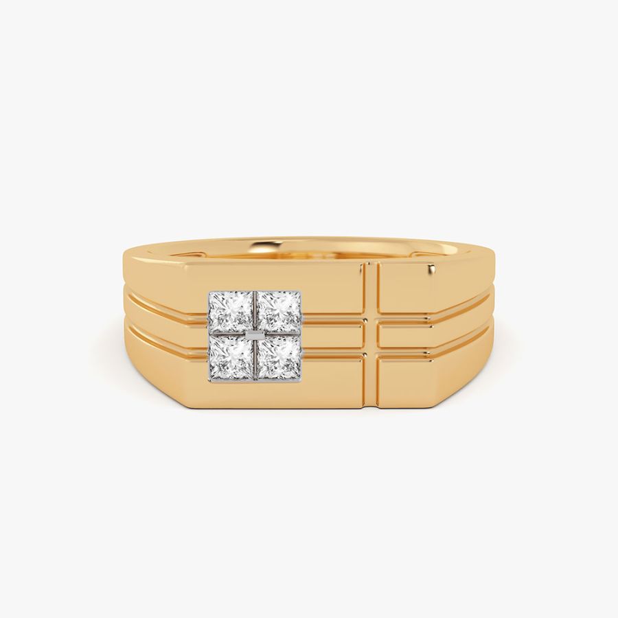 Square Grace 14Kt Yellow Gold Diamond Ring for Men
