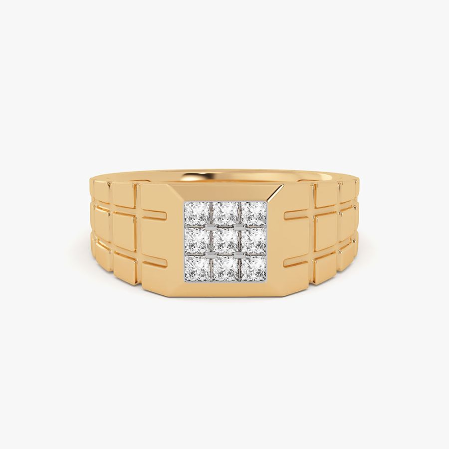 Bold Chic 14Kt Yellow Gold Diamond Ring for Men