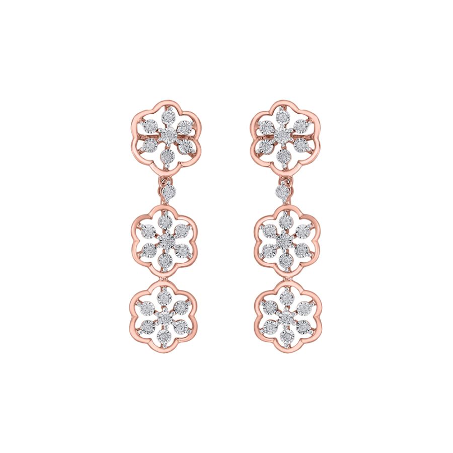 Floral Diamond and Rose Gold Earrings