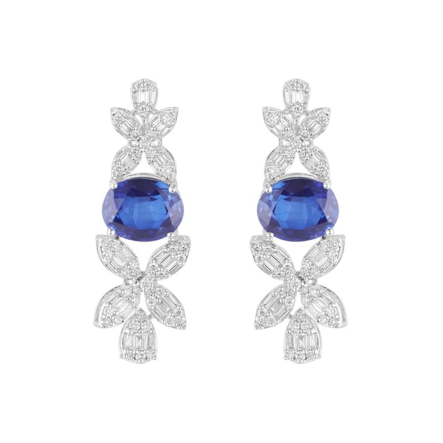 Pristine Floral and Diamond Cocktail Earrings