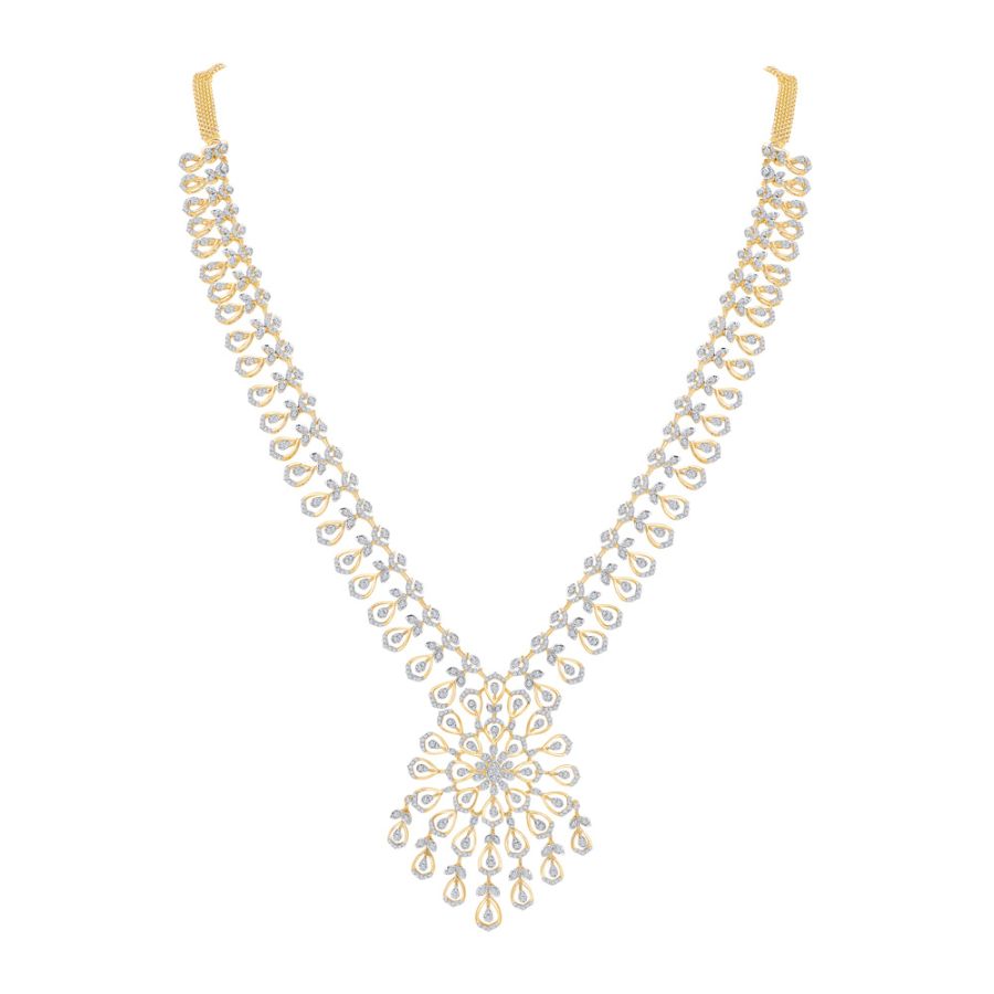 Chic Floral Diamond Yellow Necklace