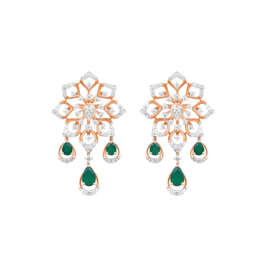 Delicate Floral Diamond Rose Earring