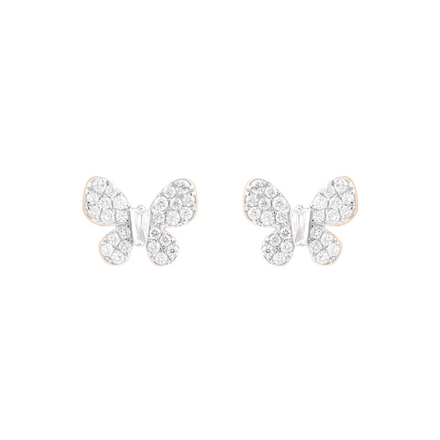 Radiant Butterfly Diamond Rose Earring