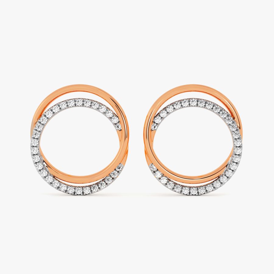 Stylish Rose Gold and Diamond Earring