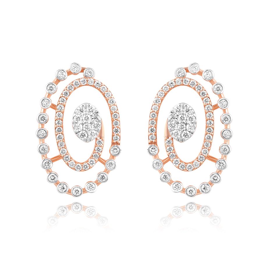 Spiraled Circle Diamond Earrings
