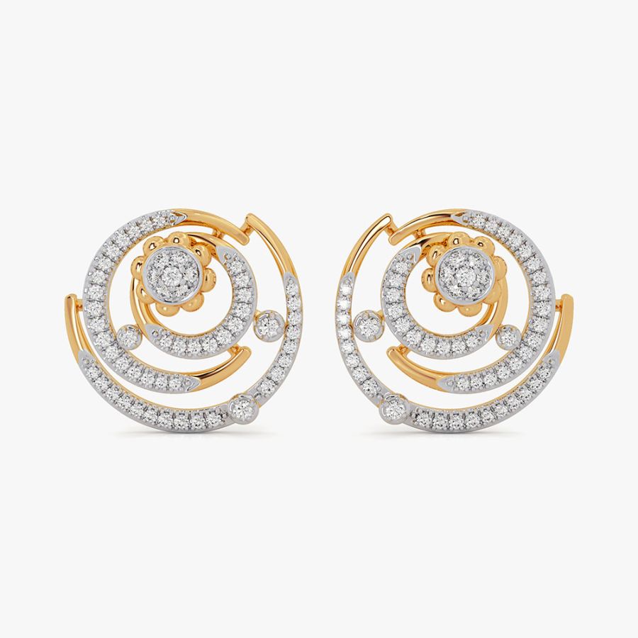 Sparkling Cosmos 14KT Diamond Stud Earrings