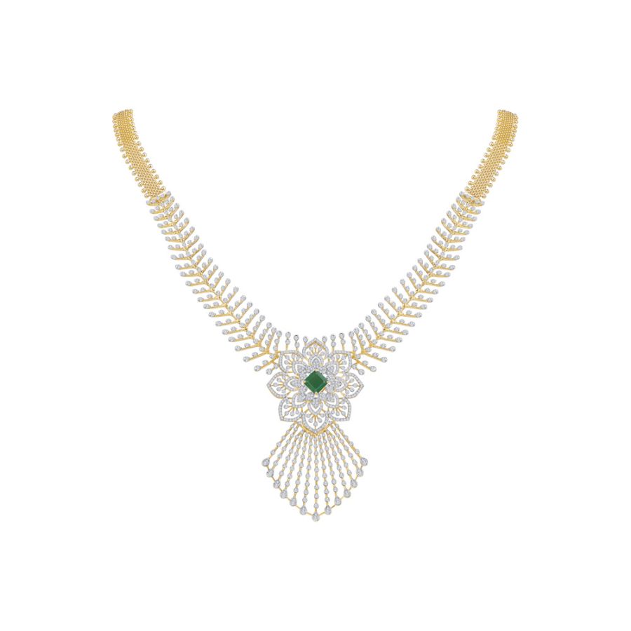 Sophisticated Floral Diamond Yellow Necklace