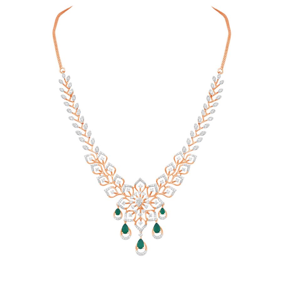 Luminous Floral Diamond Rose Necklace