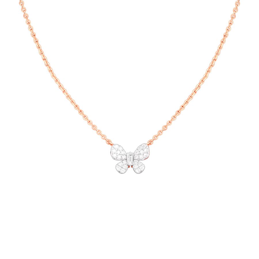 Aesthetic Butterfly Diamond Rose Necklace