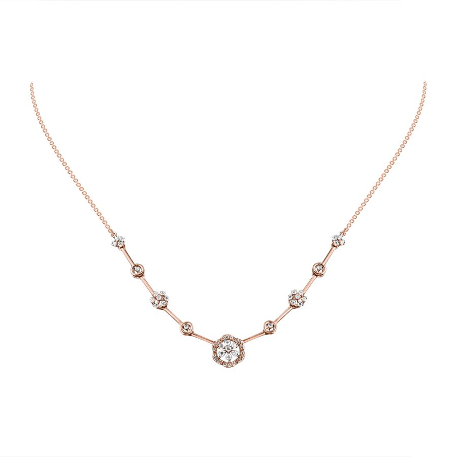 Graceful Floral Diamond Rose Necklace