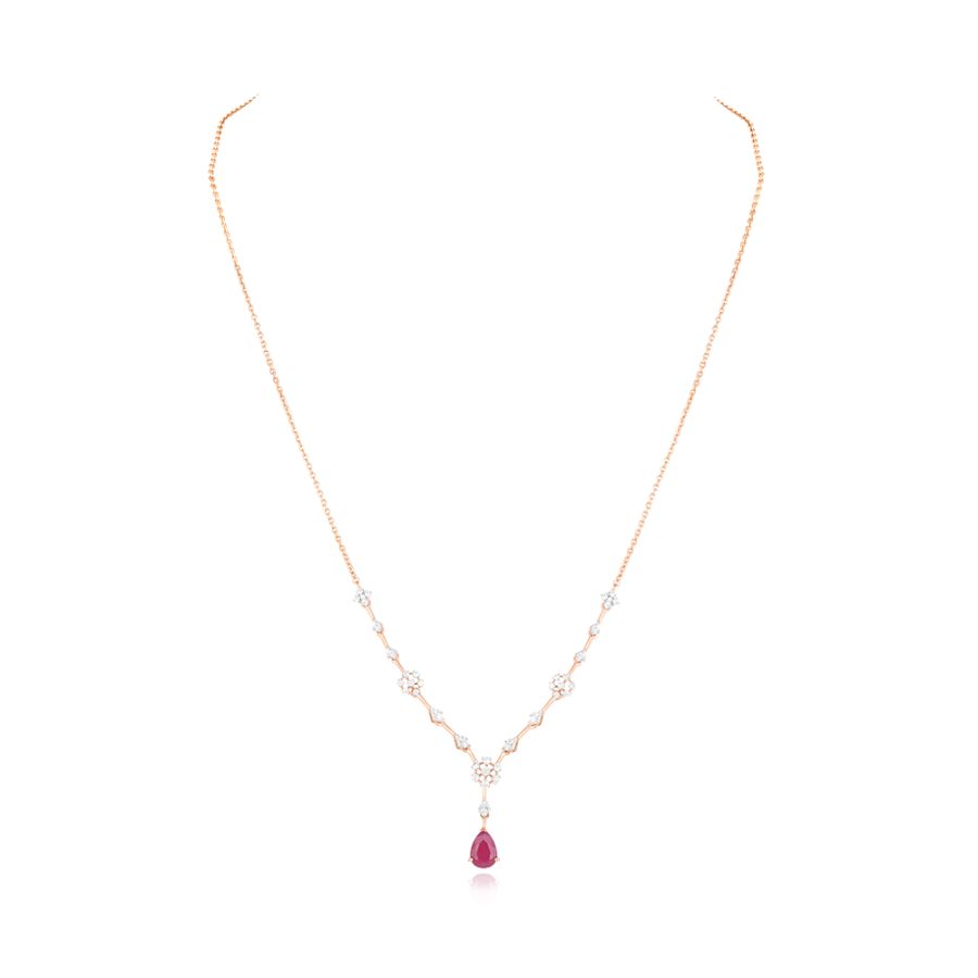 Chic Floral Diamond Rose Necklace