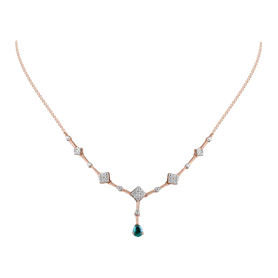 Sophisticated Geometric Diamond Rose Necklace