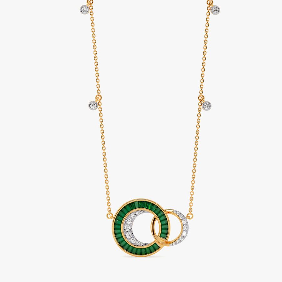 Eternal Shades 14KT Diamond and Green Stone Pendant Necklace