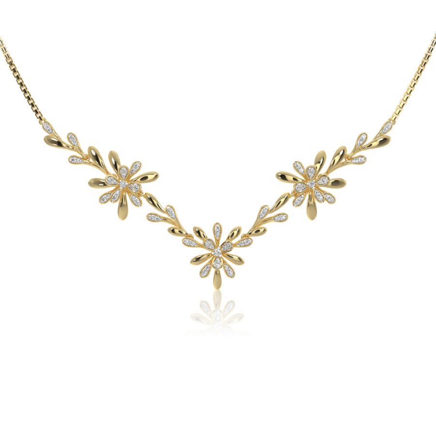 Floral Bloom 14Kt Yellow Gold Necklace