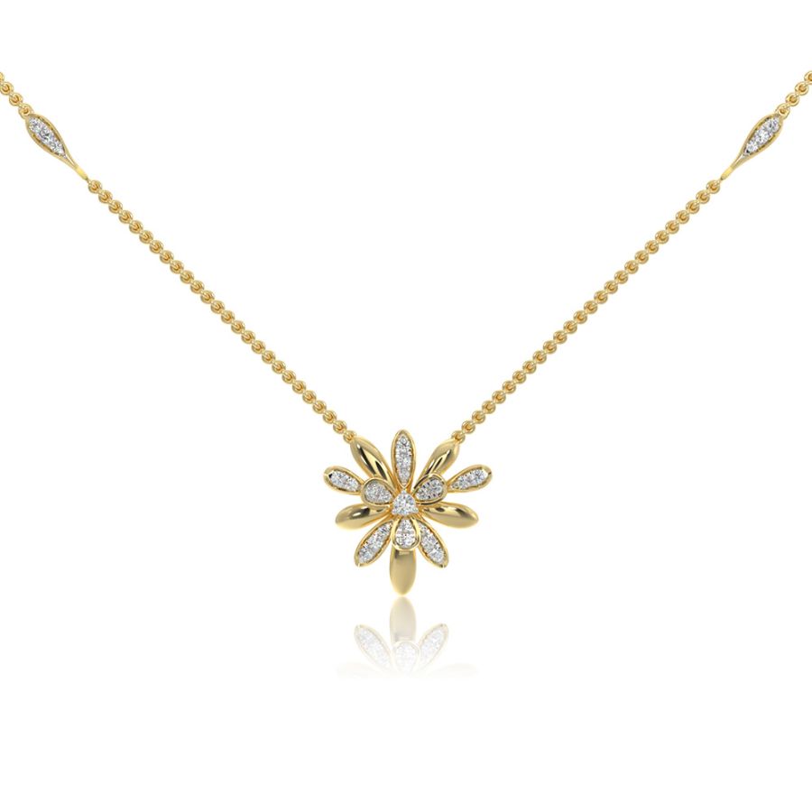 Graceful Floral 9Kt Yellow Gold Necklace
