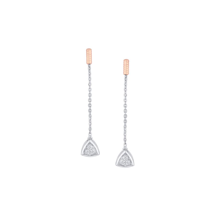 Platinum White and Rose Gold Diamond Studded Earrings