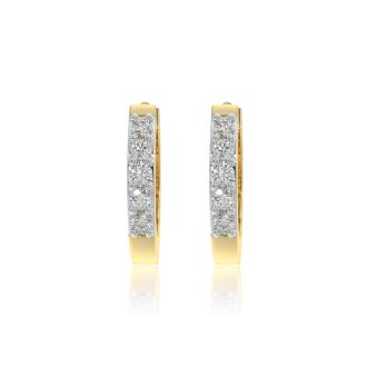 Classic Hoop 9KT Yellow Gold Diamond Earrings