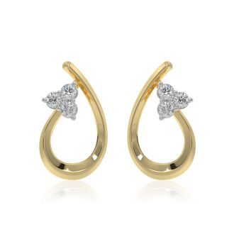 Delicate Flower 9KT Yellow Gold Diamond Earrings