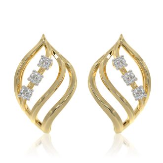 Everyday Leaf 9KT Yellow Gold Diamond Earrings