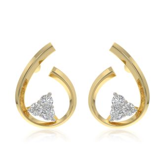 Versatile Curve 9KT Yellow Gold Diamond Earrings