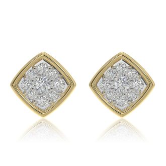 Daily Wear Angular 9KT Yellow Gold Diamond Earrings