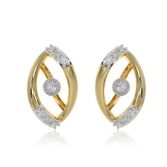 Leaf 9KT Yellow Gold Diamond Earrings