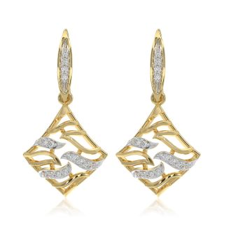Elegant Drop 9KT Yellow Gold Diamond Earrings