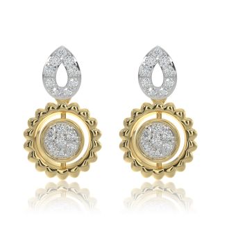 Sharp Circle 9KT Yellow Gold Diamond Earrings