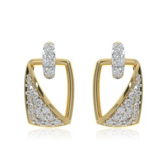 Versatile Angular 9KT Yellow Gold Diamond Earrings