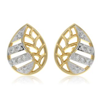 Lattice 9KT Yellow Gold Diamond Earrings