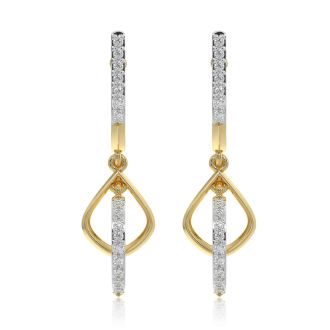 Minimal Long 9KT Yellow Gold Diamond Earrings