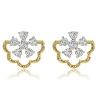 Radiant Flower 9KT Yellow Gold Diamond Earrings