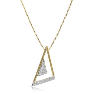 Sleek Triangle 9KT Yellow Gold Diamond Pendant
