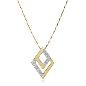 Layered Geometric 9KT Yellow Gold Diamond Pendant