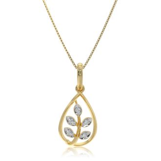 Graceful Leaf 9KT Yellow Gold Diamond Pendant