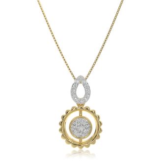 Sharp Circle 9KT Yellow Gold Diamond Pendant