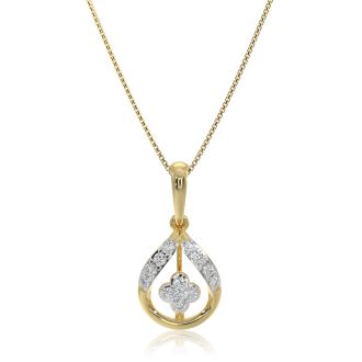 Lovely Drop  9KT Yellow Gold Diamond Pendant