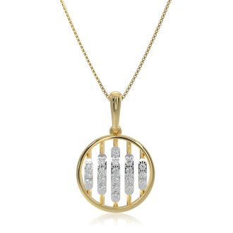 Circle Frame  9KT Yellow Gold Diamond Pendant 