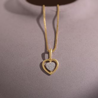 Delicate Heart 9KT Yellow Gold Diamond Pendant