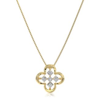 Charming Clover 9KT Yellow Gold Diamond Pendant