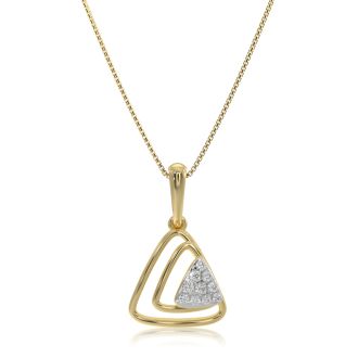 Minimal Triangle 9KT Yellow Gold Diamond Pendant