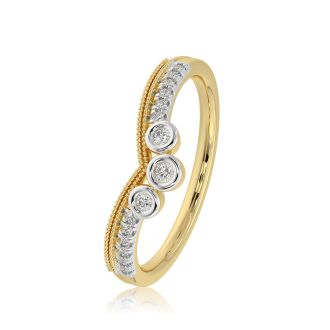 Chevron 9KT Yellow Gold Diamond V Ring